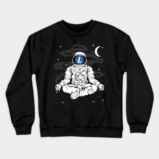 Astronaut Yoga Litecoin LTC Coin To The Moon Crypto Token Cryptocurrency Blockchain Wallet Birthday Gift For Men Women Kids Crewneck Sweatshirt